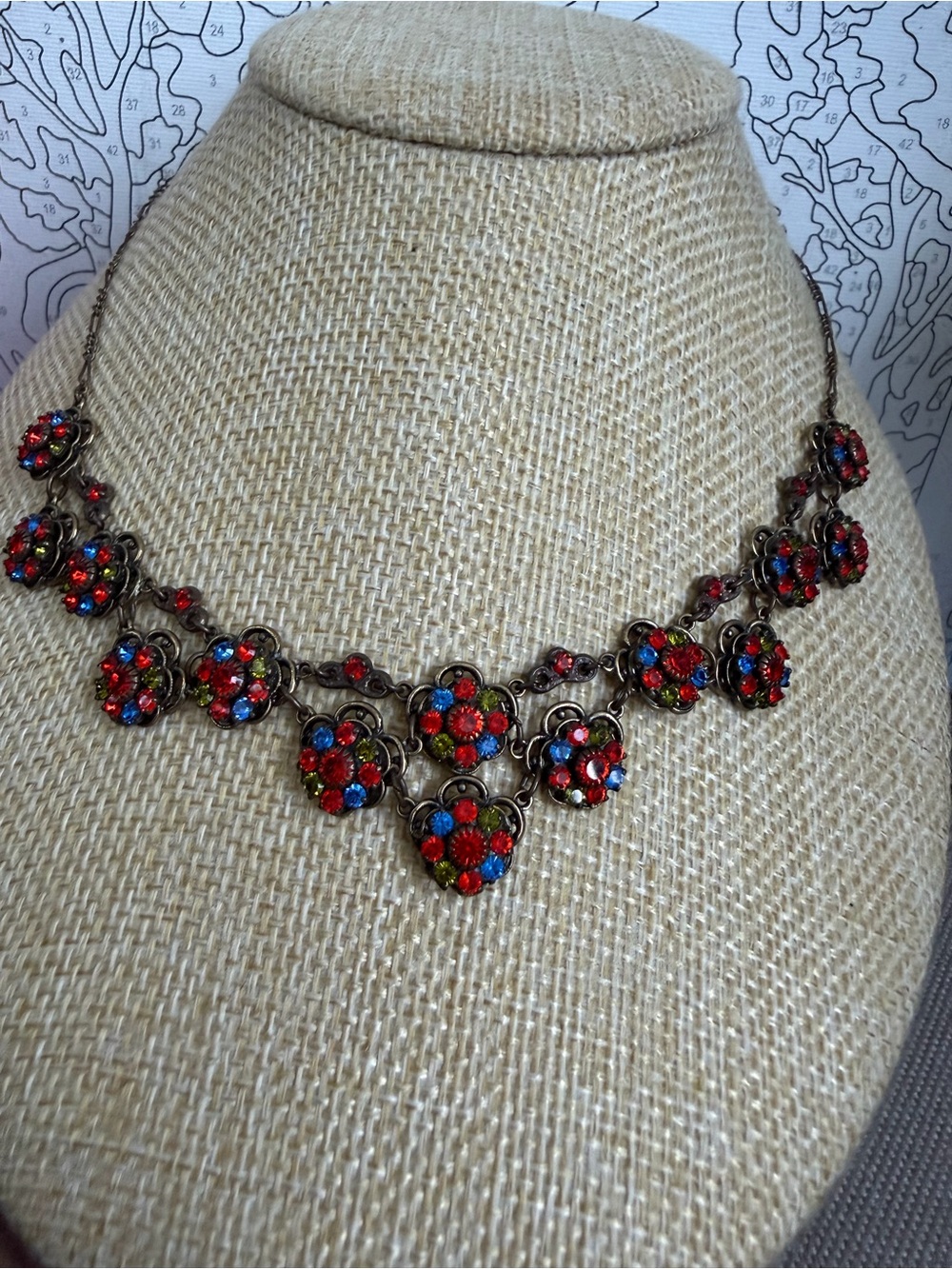Vintage Kenny Ma’ Multicolor Swarovski Floral Crystals Necklace